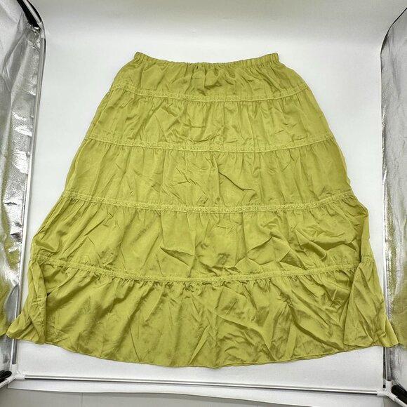 Go Silk Woman Plus Size 1X Sage Green Silk Blend Bohemian Tiered Maxi Skirt NWT - Picture 7 of 8